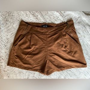 fab’rik - Brown Polyester Shorts w Pockets and Zippers